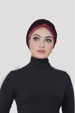 MARILYN INSTANT TURBAN VELVET - MEROON